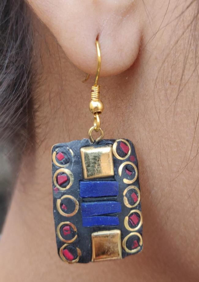 Designer Laq Work Rectangle Shape Light weight Earring in Munich