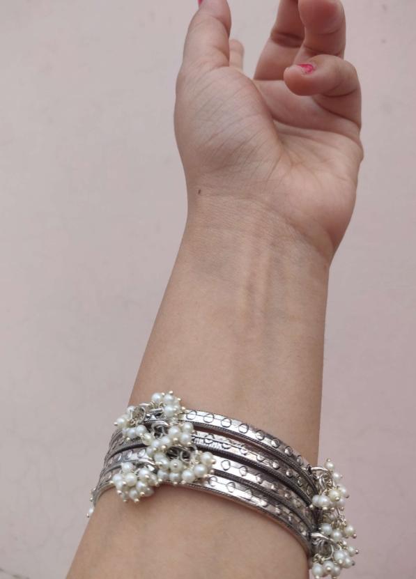 Silver Plated Pearls Beaded Bangles in Germany