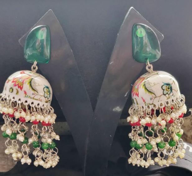 Designer Handmade Meenakari Work Jhumki Women and Girls in Munich