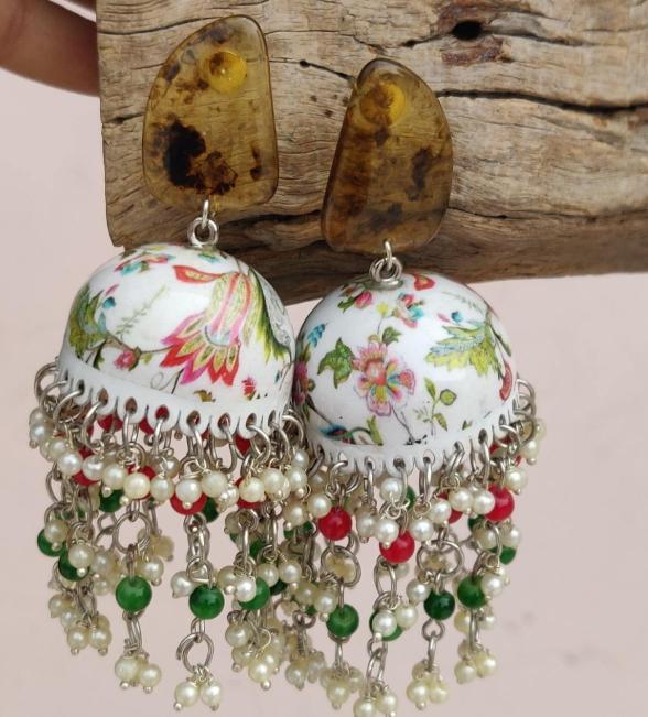 Designer Handmade Meenakari Work Jhumki in Germany