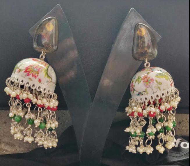 Designer Handmade Meenakari Work Jhumki in Germany