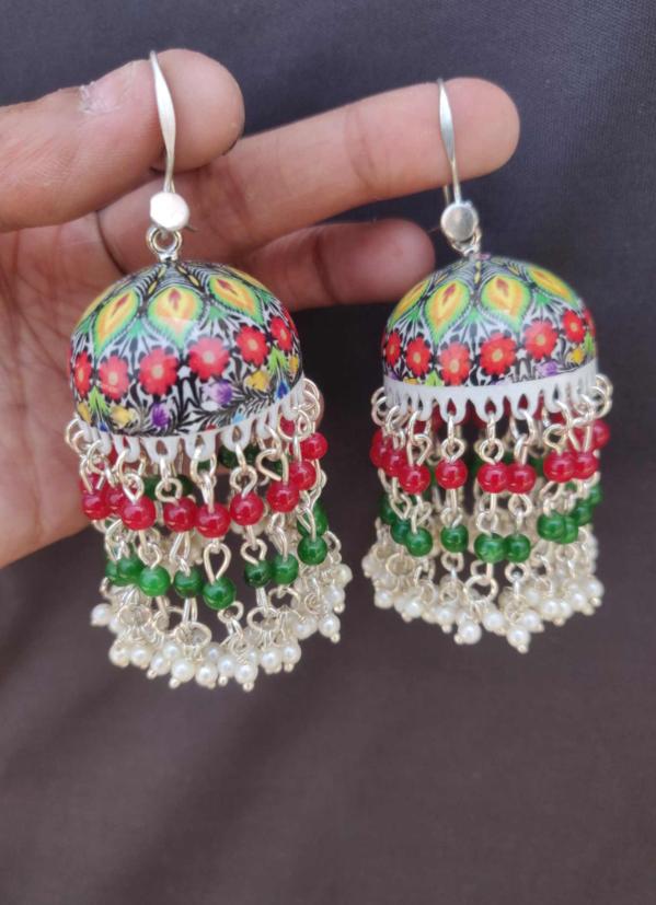 Handmade Handpainted Designer Meenakari Work Jhumki in Germany