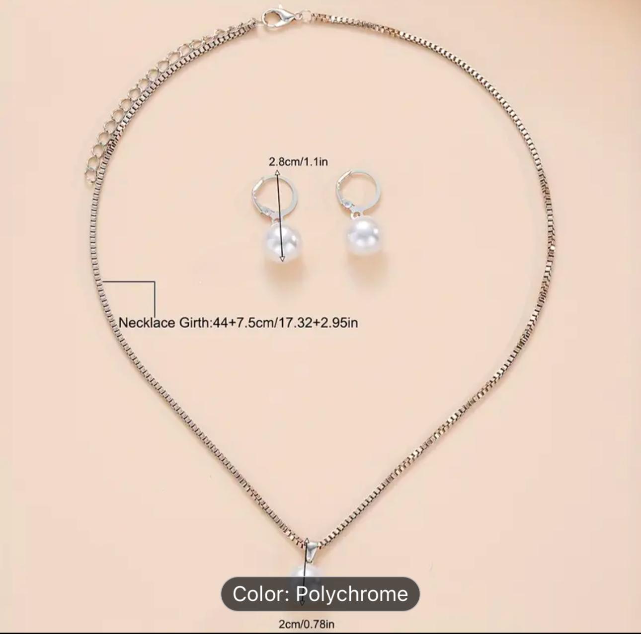 STYLISG PEARL SILVER PLATED CHAIN AND EARRINGS IN BERLIN