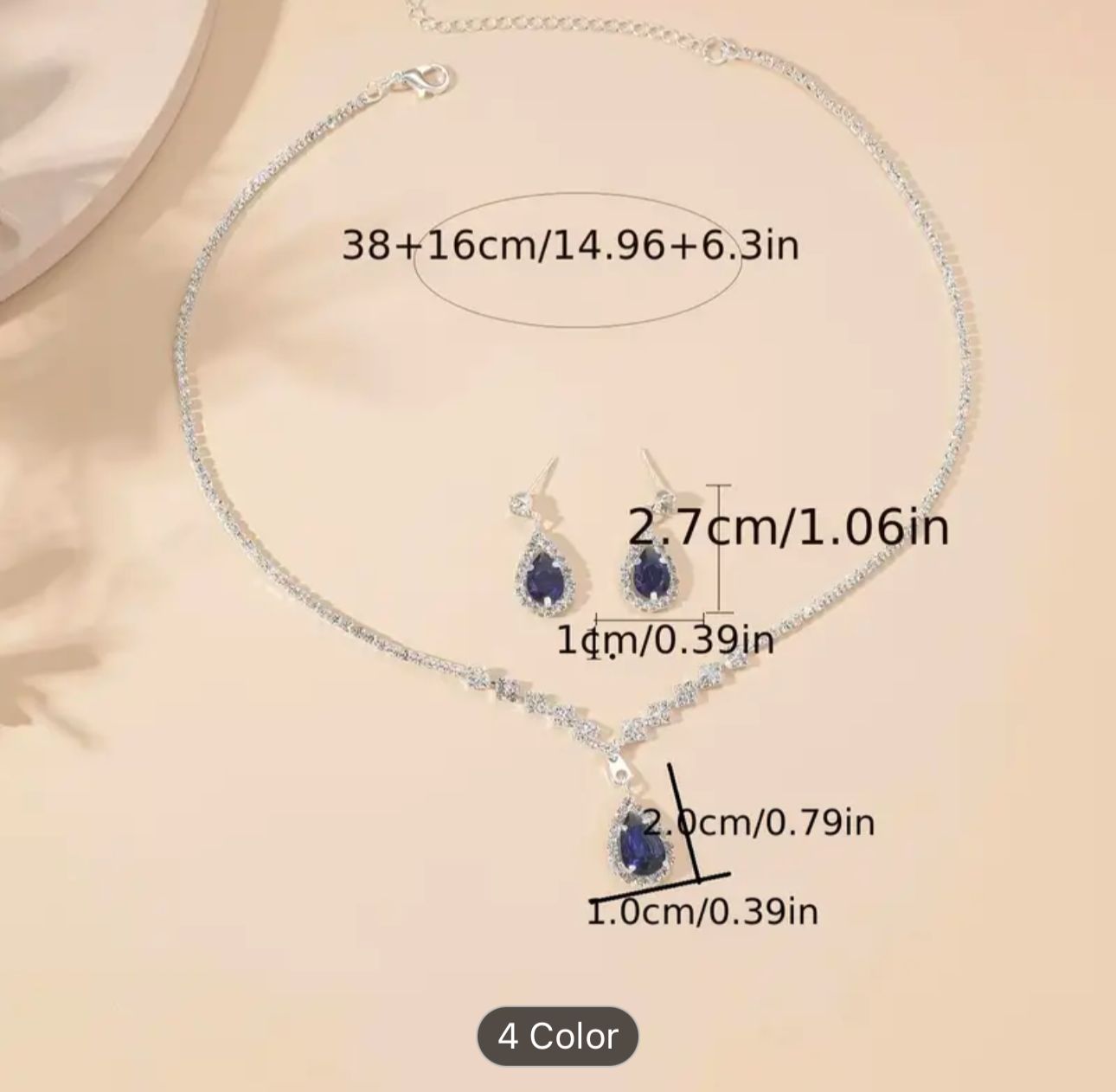 Unique trendy Style Blue Necklace and Earrings For Women