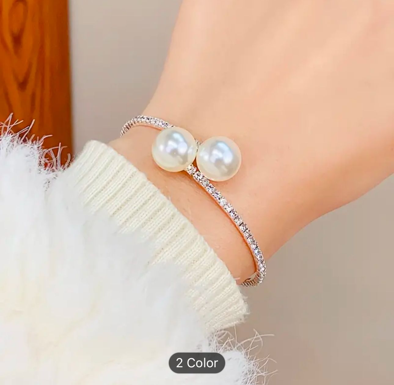Trendy Rhinestone Silver Plated Pearl Bracelets in Munich