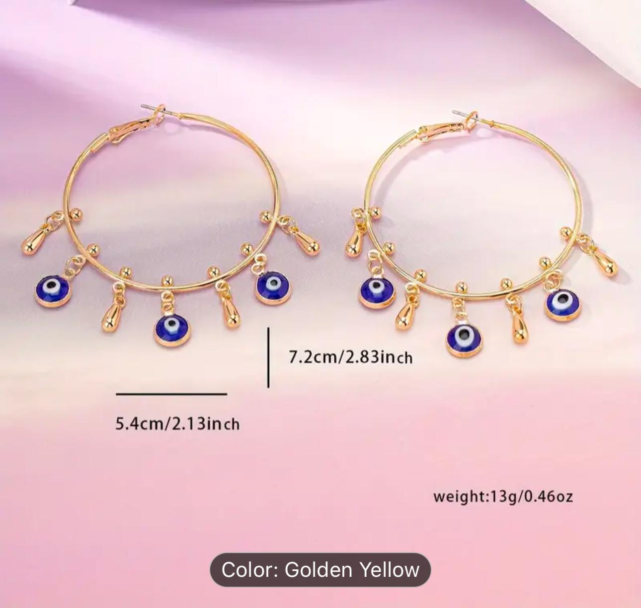 Golden Goodluck Charm Evil Eye Hoop Earrings in Germany