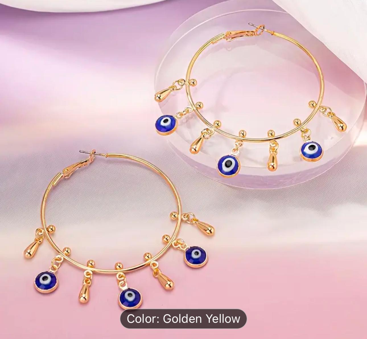 Golden Goodluck Charm Evil Eye Hoop Earrings in Germany
