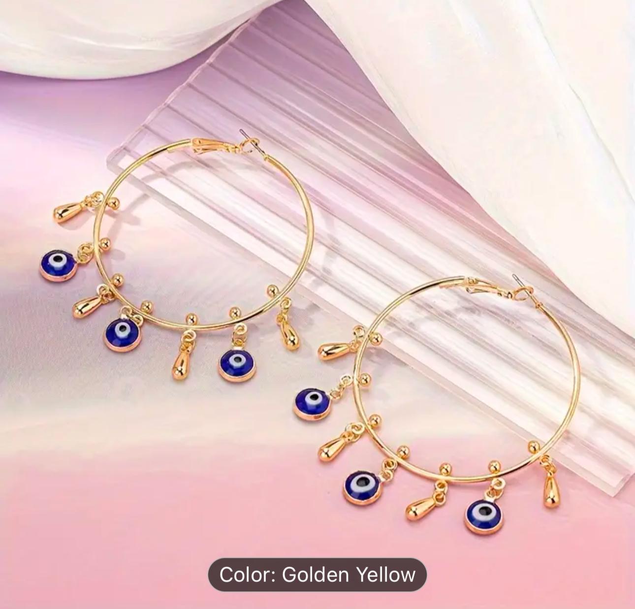 Golden Goodluck Charm Evil Eye Hoop Earrings in Germany