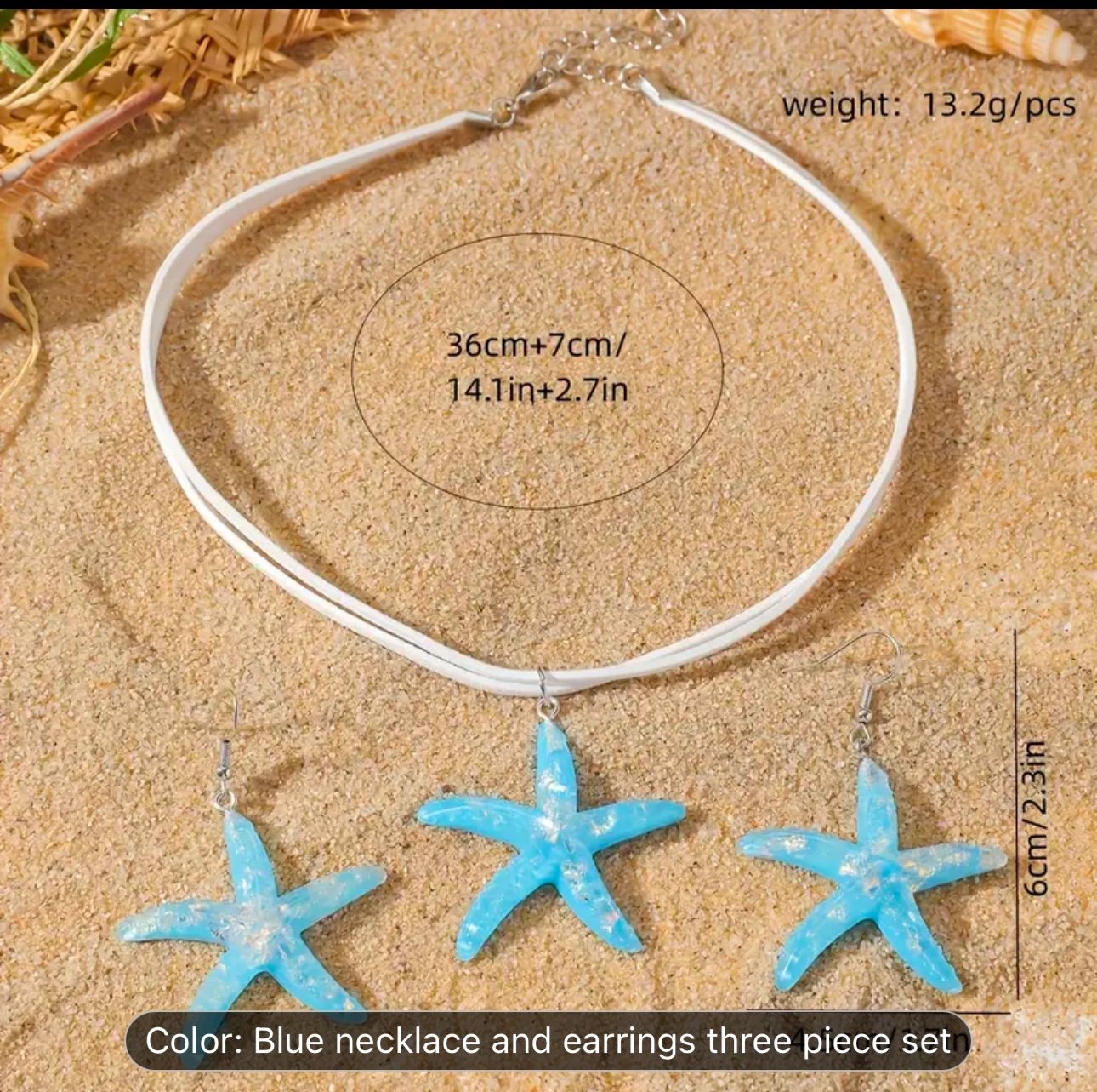 Star Shaped Pendant Necklace Set With Blue Starfish Earrings in Berlin