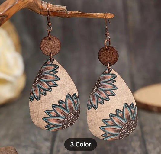 Wooden Iron Hook Dangle Earrings in Germany