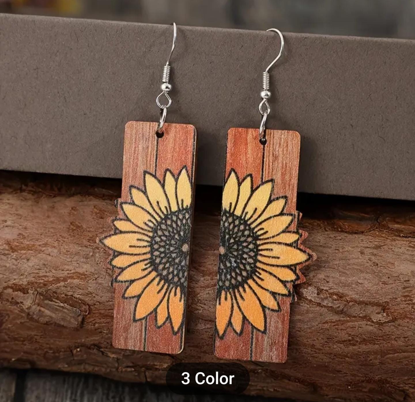Lightweight Wooden Sunflower Earrings in Munich