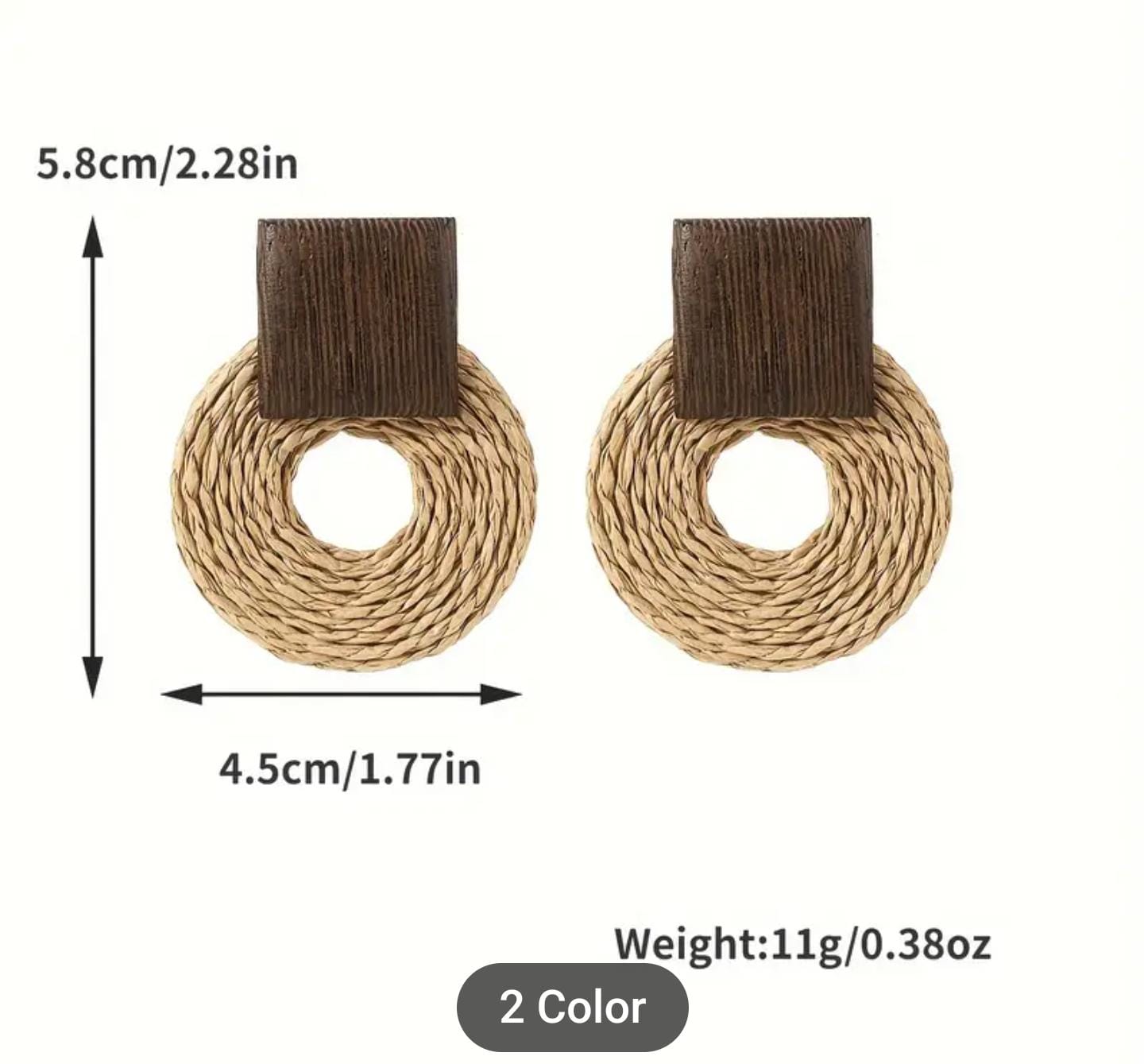 Bohemian Rattan Earrings Round Drop Dangle Earrings in Berlin