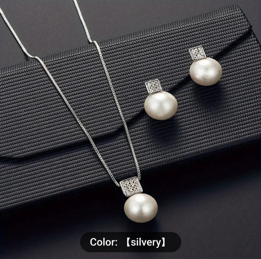 Women Elegant Imitation Pearl Necklace Earrings in Germany