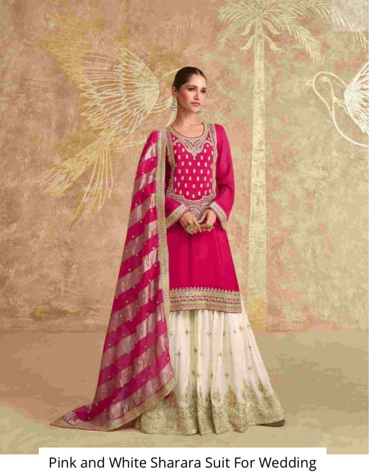 Embroidered Chinon Silk Pakistani Suit in Pink in Germany