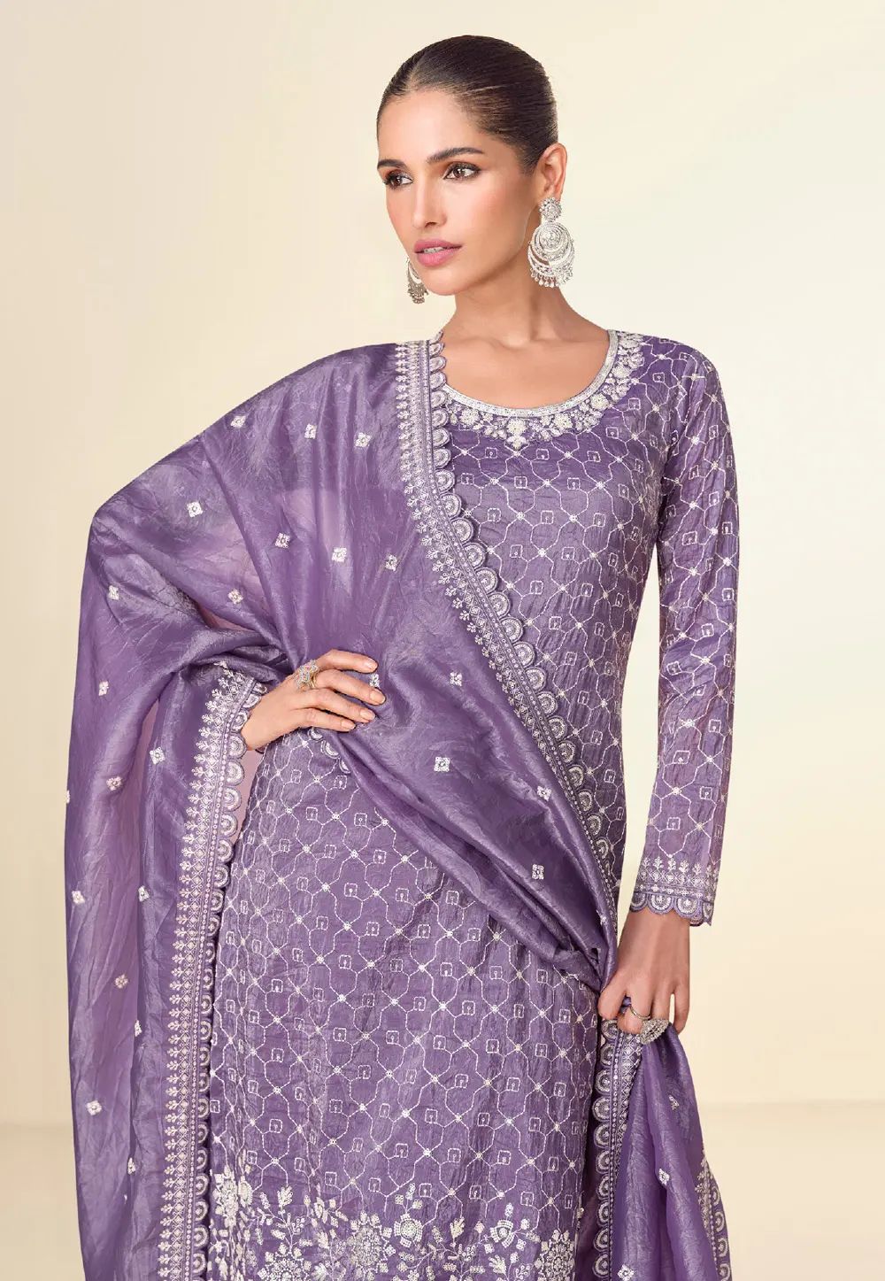 Purple Tissue Pakistani Suit in Germany