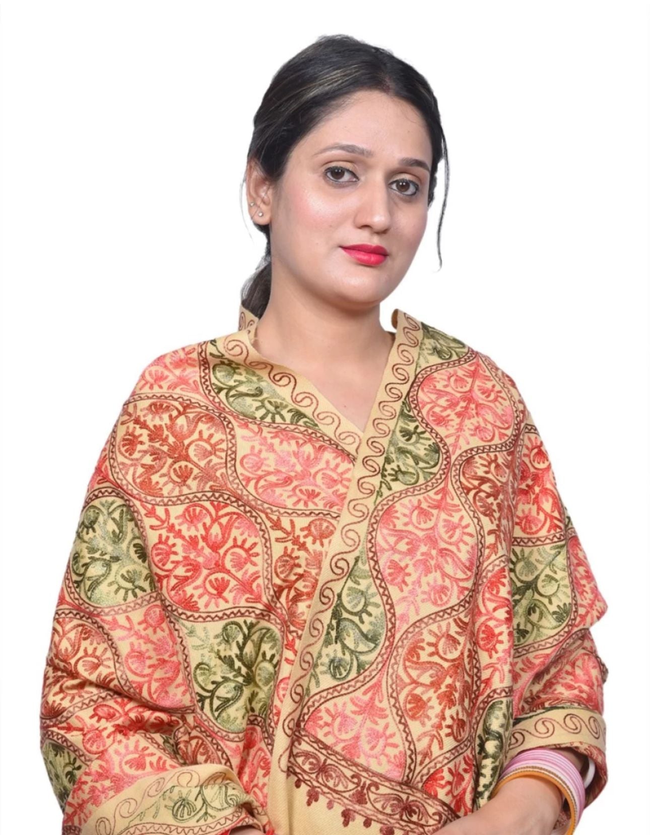 Acrylic, Wool Embroidered Women Shawl in Berlin