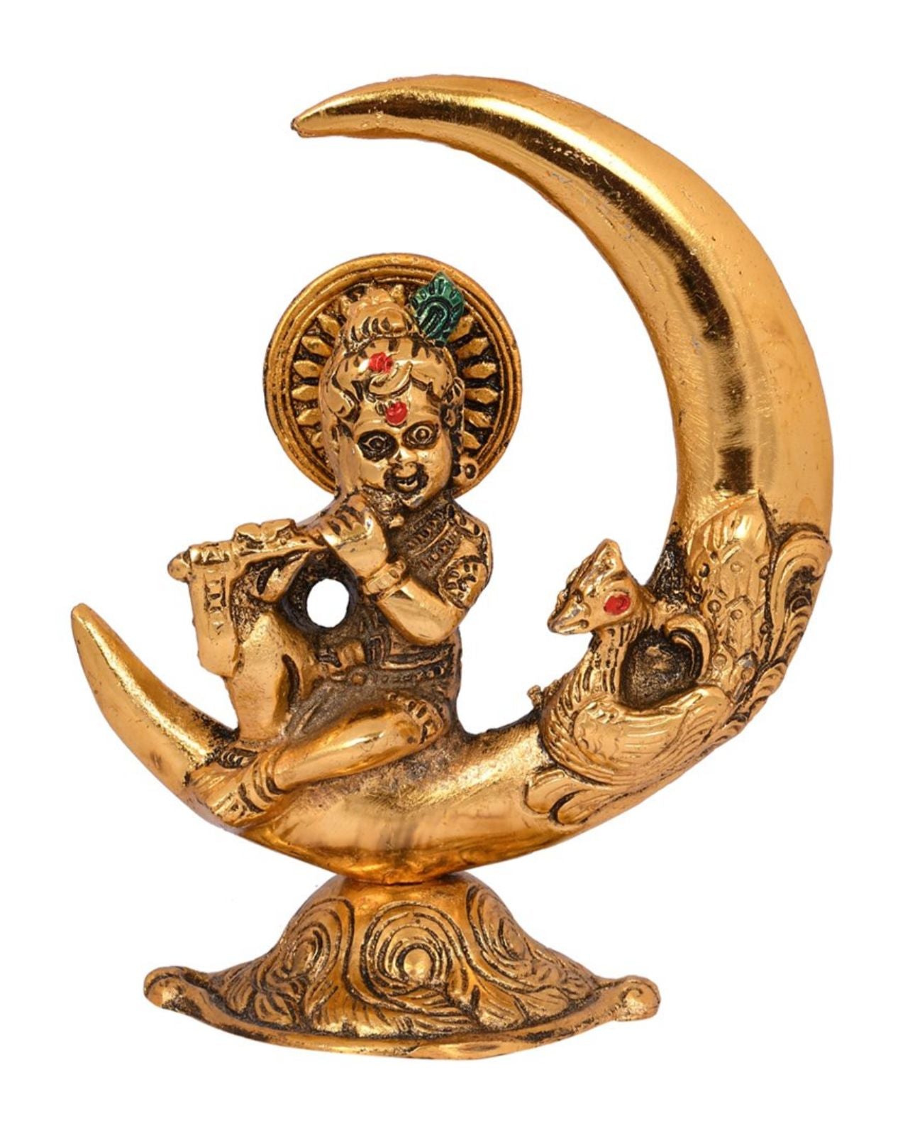Gold-Toned Baby Krishna Flute Playing Statue Showpiece in Munich