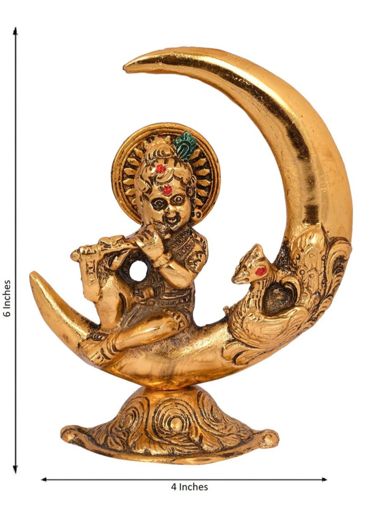 Gold-Toned Baby Krishna Flute Playing Statue Showpiece in Munich