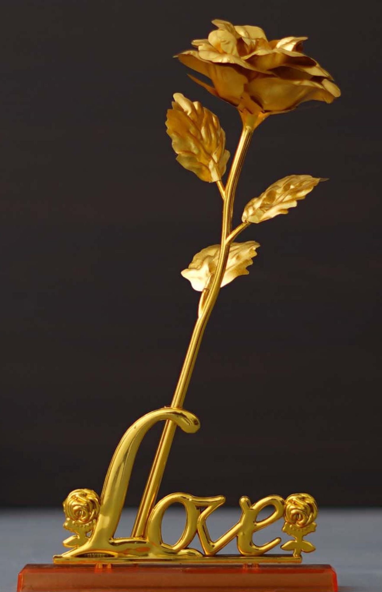Valentine Gift Set Gold-Toned Rose Table Decor Showpiece in Germany