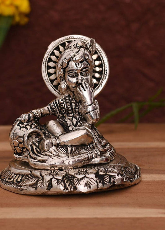 Antique Silver-Toned Bal Gopal Krishna Idol Showpiece in Munich