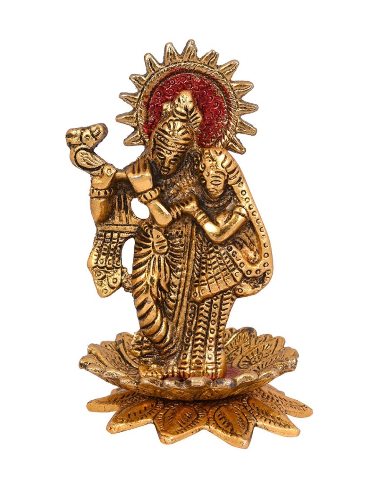 Gold-Toned Metal Radha Krishna Murti Statue Showpiece in Germany