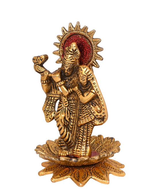 Gold-Toned Metal Radha Krishna Murti Statue Showpiece in Germany