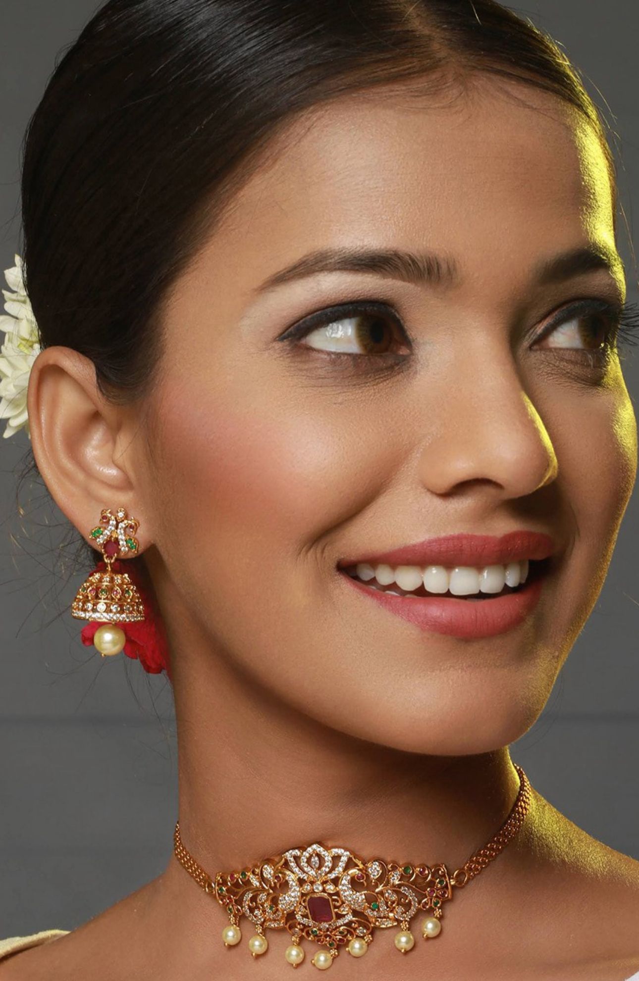 Gold-Plated AD Studded & Artificial Beaded Temple Jewellery Set in Berlin