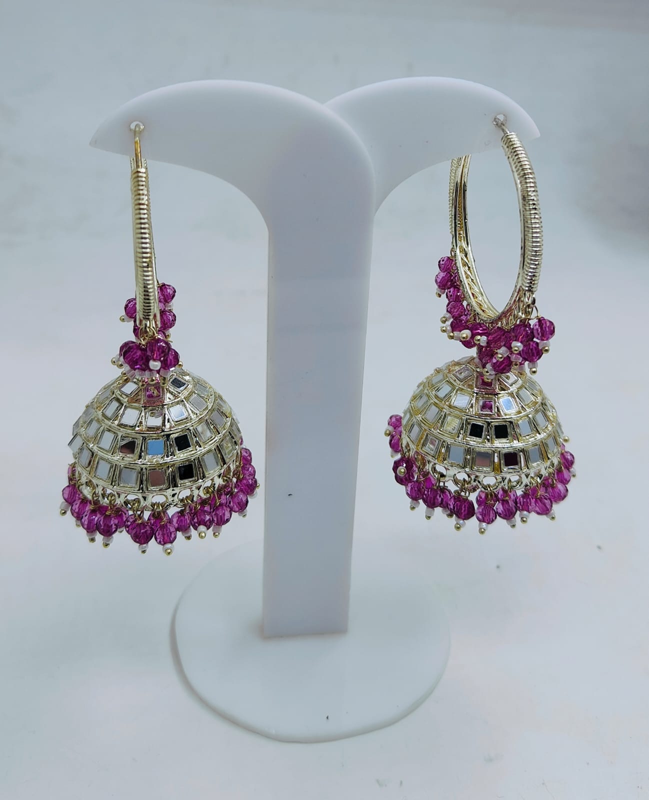 Beaded  Textured Round Shaped Jhumkas Earrings for Women in Germany