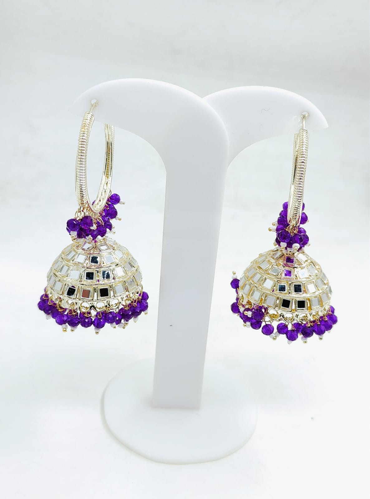 Beaded  Textured Round Shaped Jhumkas Earrings for Women in Germany