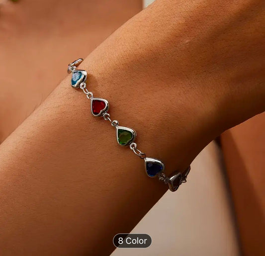 Silver Adjustable Multicolor Crystal Stone Ankle Bracelets in Germany