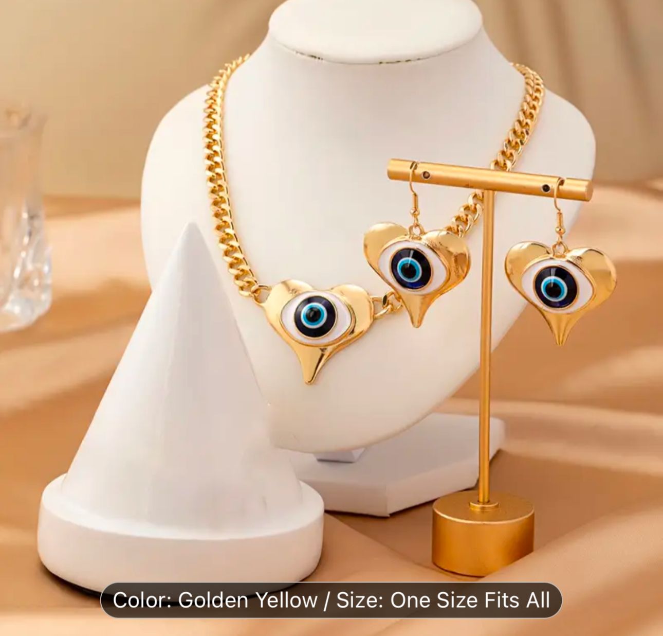 Evil Eye Pendant Necklace & Earrings Set in Germany