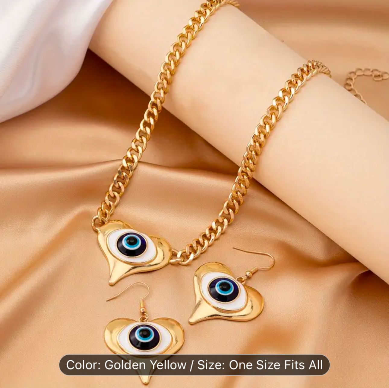 Evil Eye Pendant Necklace & Earrings Set in Germany