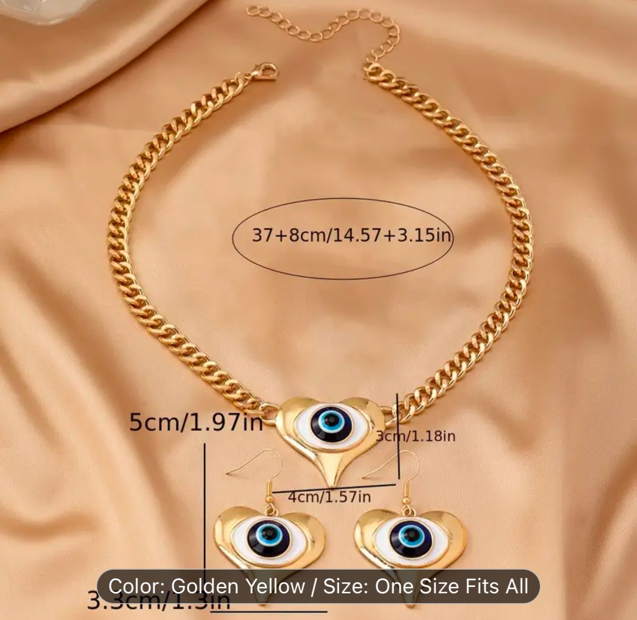 Evil Eye Pendant Necklace & Earrings Set in Germany