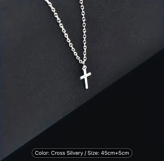 Sterling Silver Plated Plain Cross Chain Pendant