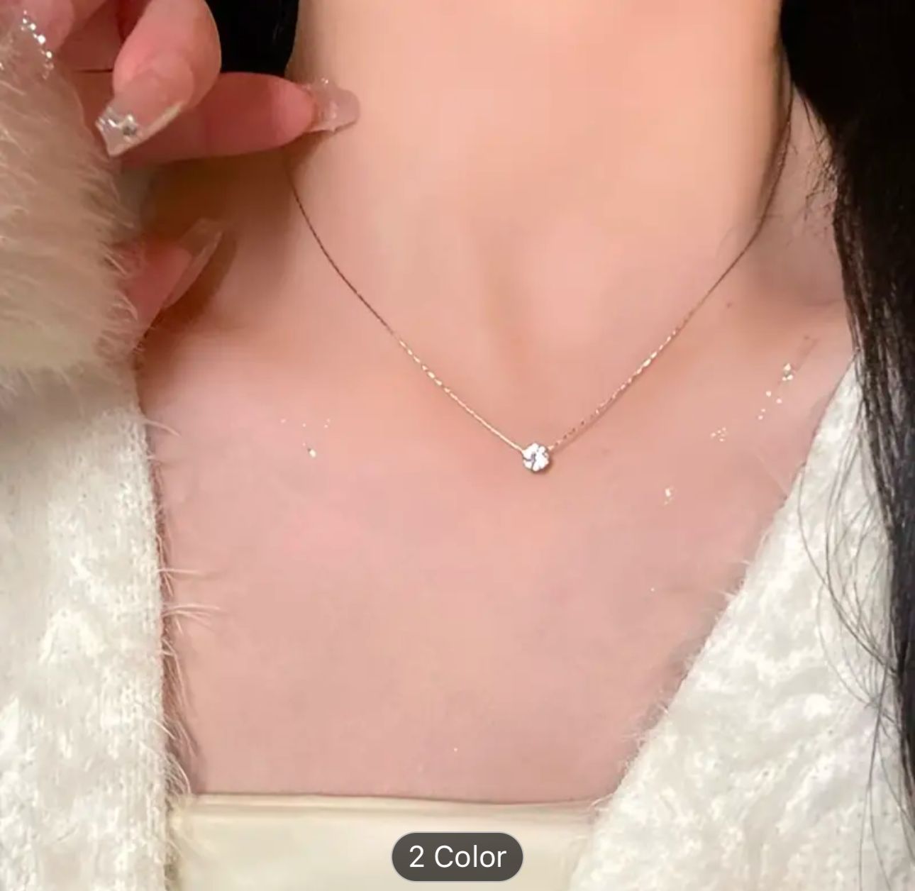 Gold Plated Single Diamond Pendant Charm Necklace in Berlin