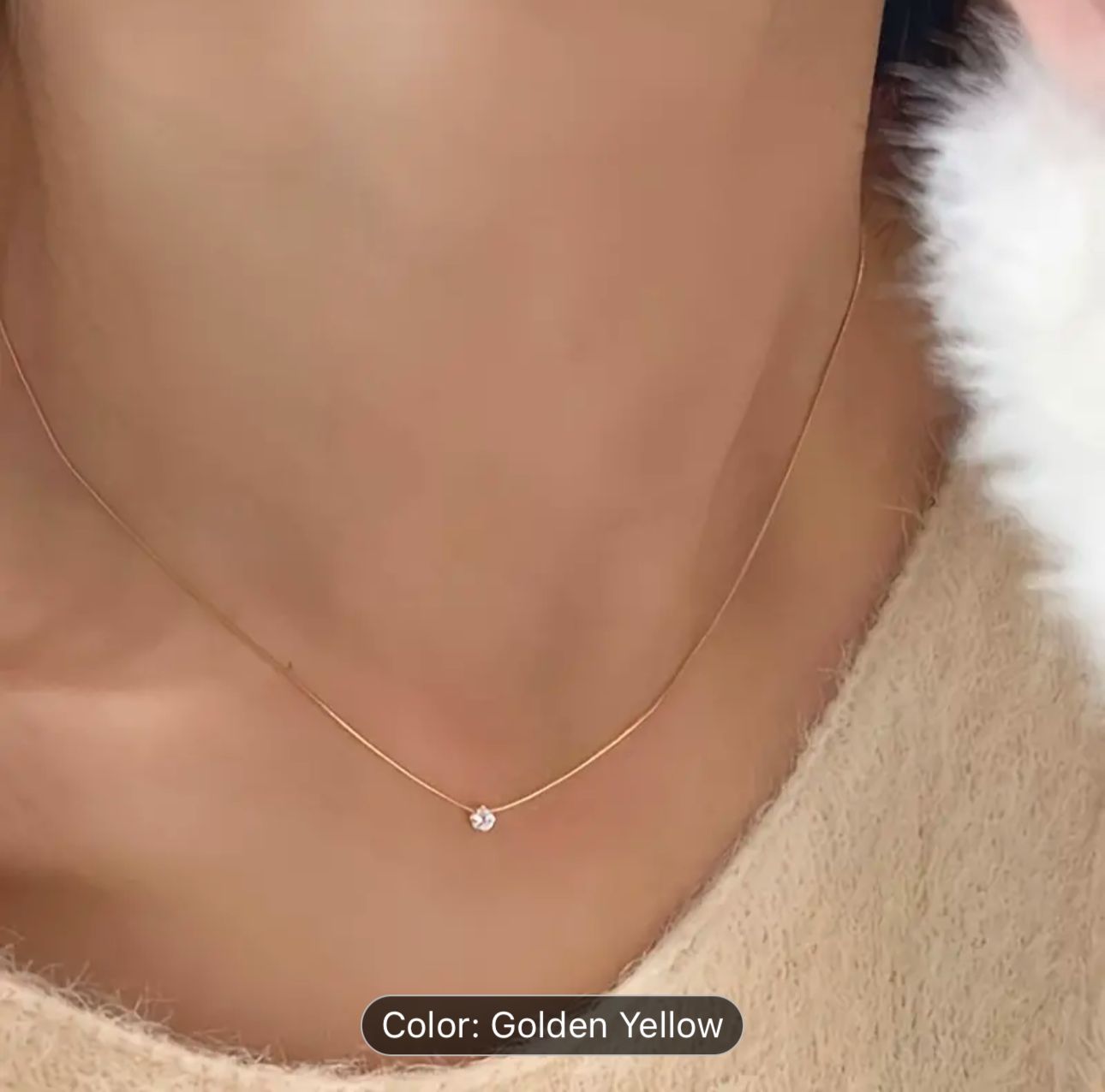 Gold Plated Single Diamond Pendant Charm Necklace in Berlin