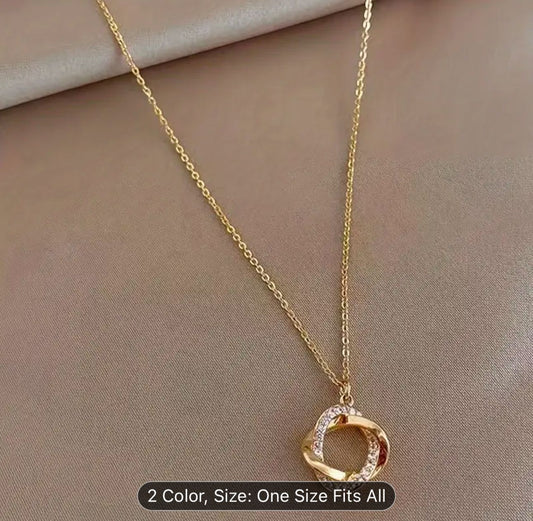 Boho Twisted Circle Necklace Crystal Circle Pendant Necklace in Berlin