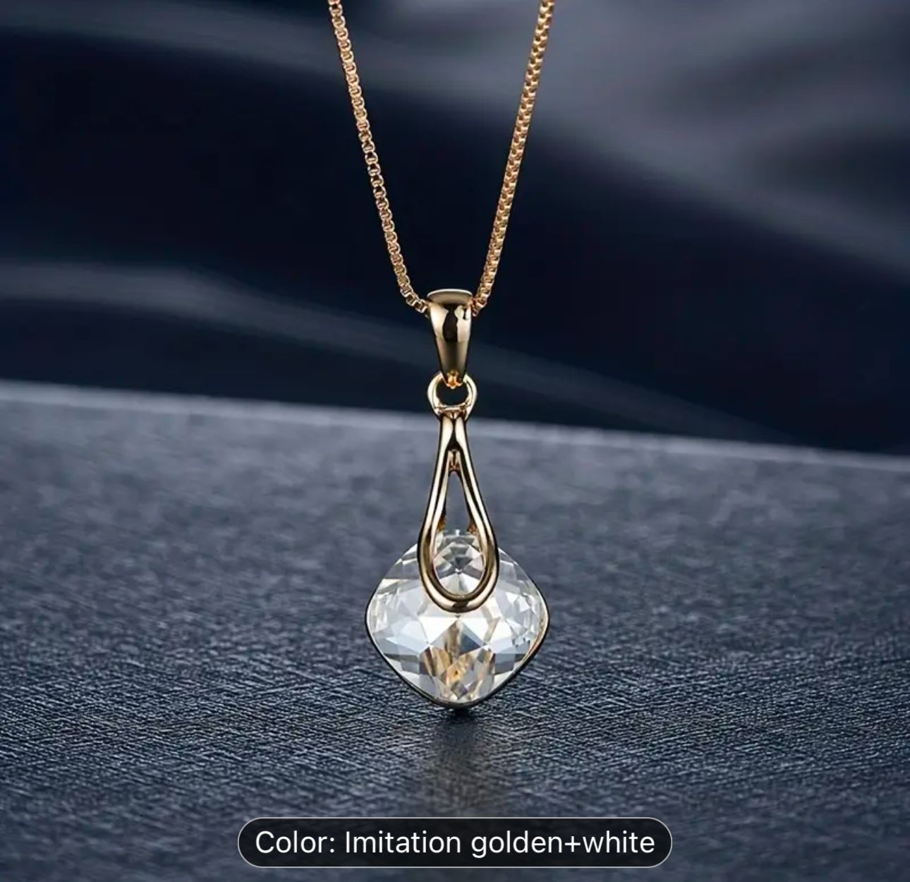 Water Drop Pendant Square Rhinestone Ear Stud Earrings Necklace in Berlin
