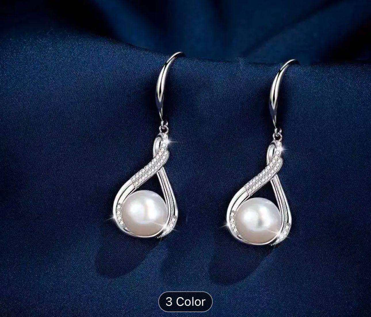 Sterling Silver Twisted Drop Pearl Necklace and Earrings set in Munich