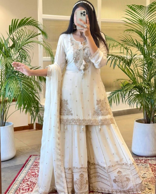 Georgette Kurta Sharara and Dupatta Set in Germany