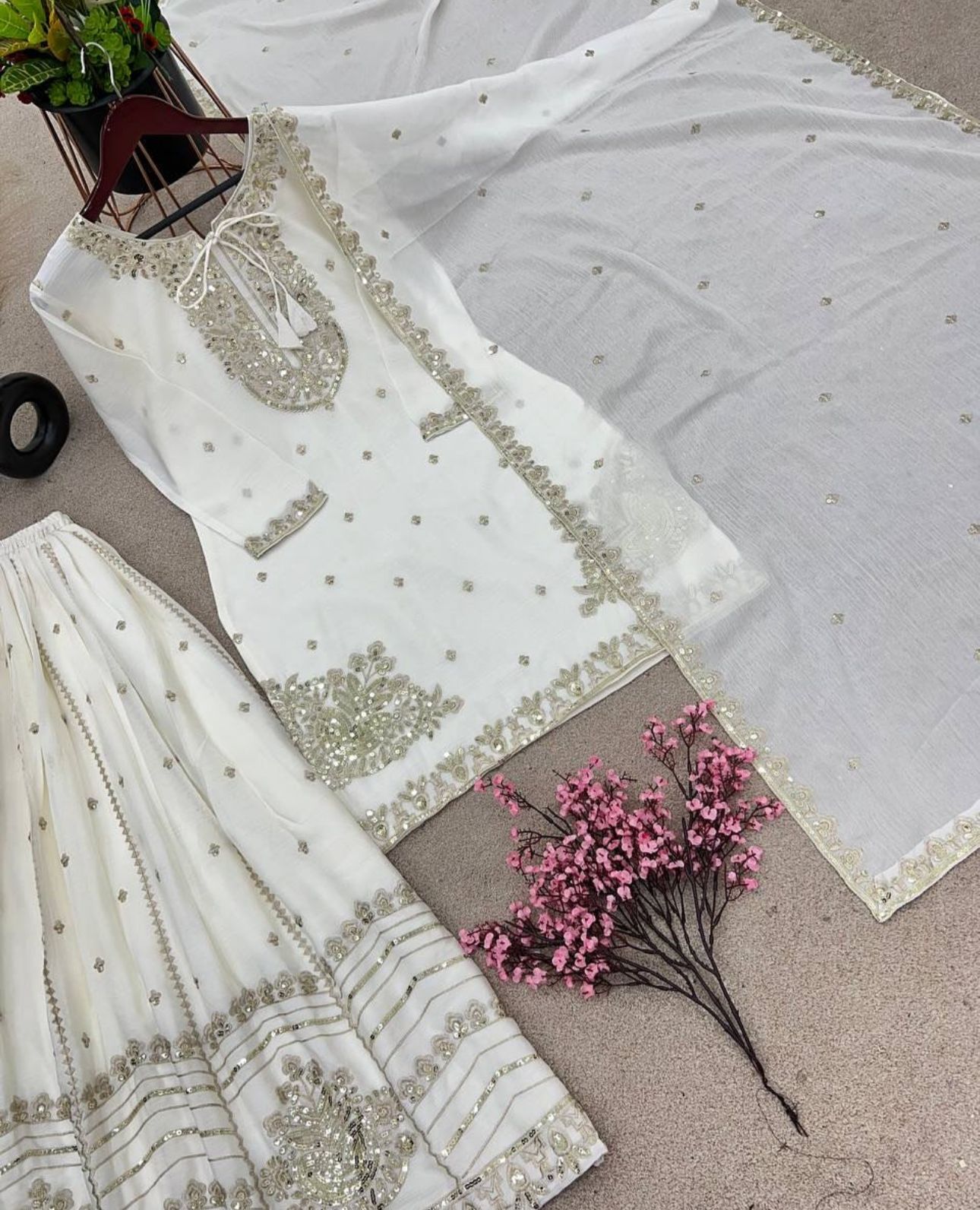 Georgette Kurta Sharara and Dupatta Set in Germany