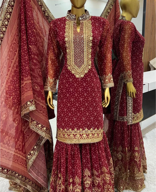 New Designer Party Wear Look Top-Plazzo and Dupatta With Heavy Embroidery Work in Germany