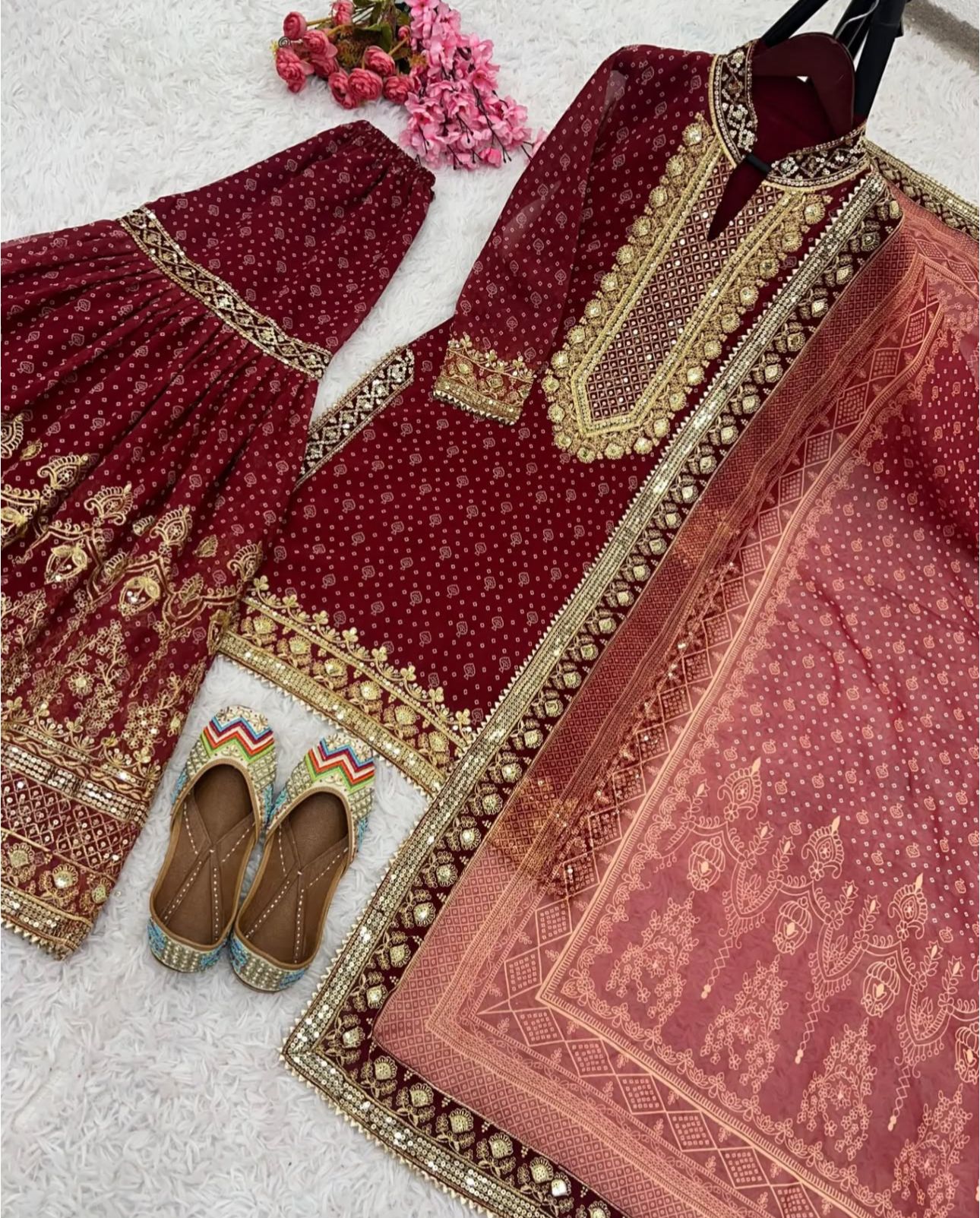 New Designer Party Wear Look Top-Plazzo and Dupatta With Heavy Embroidery Work in Germany