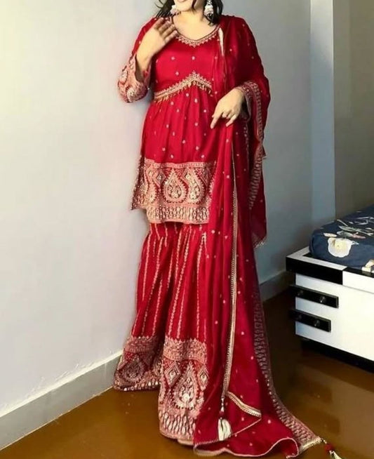 Presenting New Ready-made Top Plaza Collection With Pure Heavy Faux Georgette With Heavy Embroidery-Sequence Work Reddy To Wear in Berlin