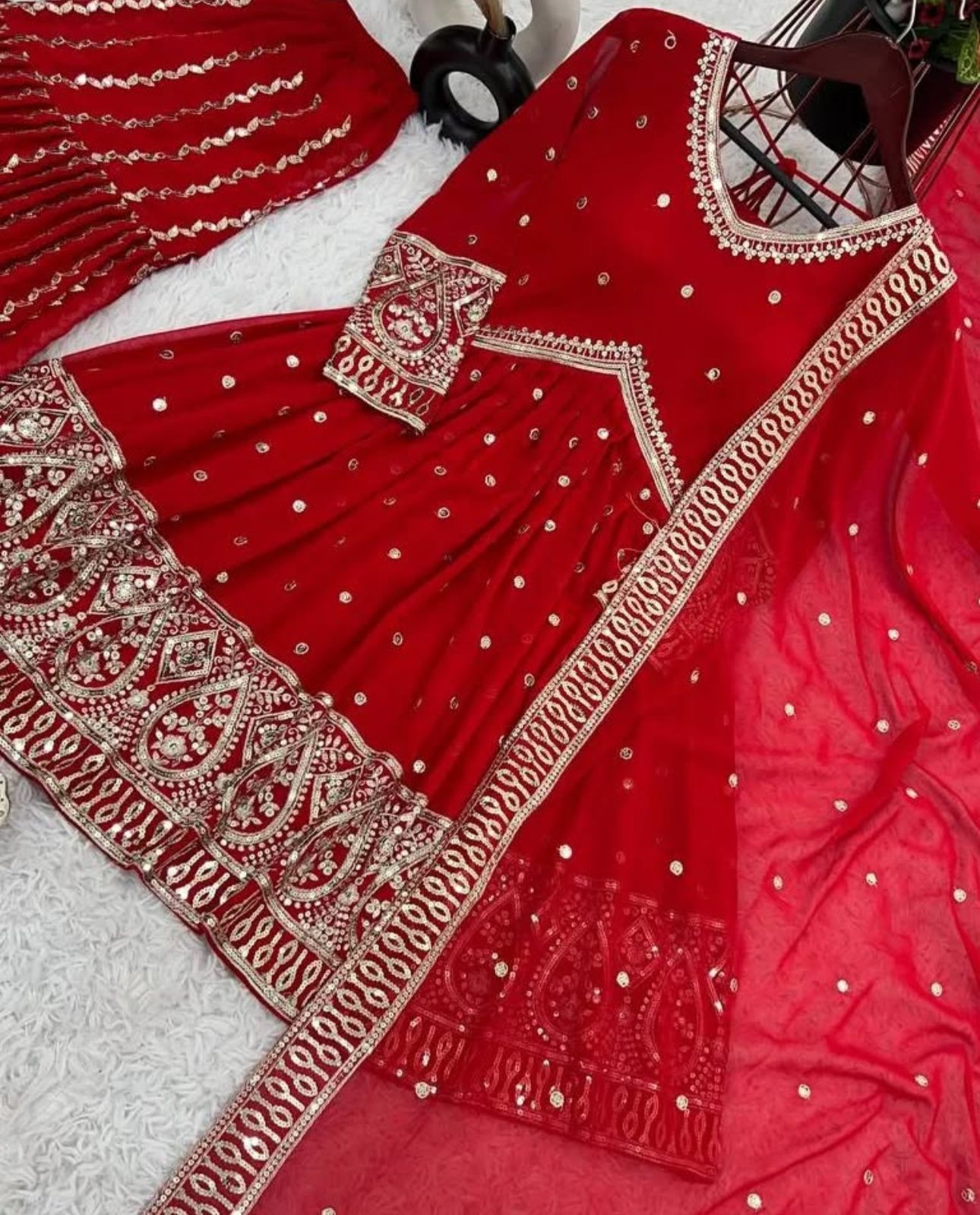 Presenting New Ready-made Top Plaza Collection With Pure Heavy Faux Georgette With Heavy Embroidery-Sequence Work Reddy To Wear in Berlin