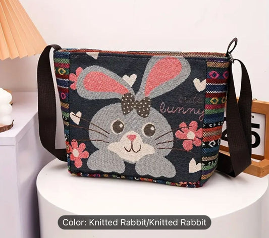 Animal Print Ethnic Knit Shoulder Bag for Women in Germany