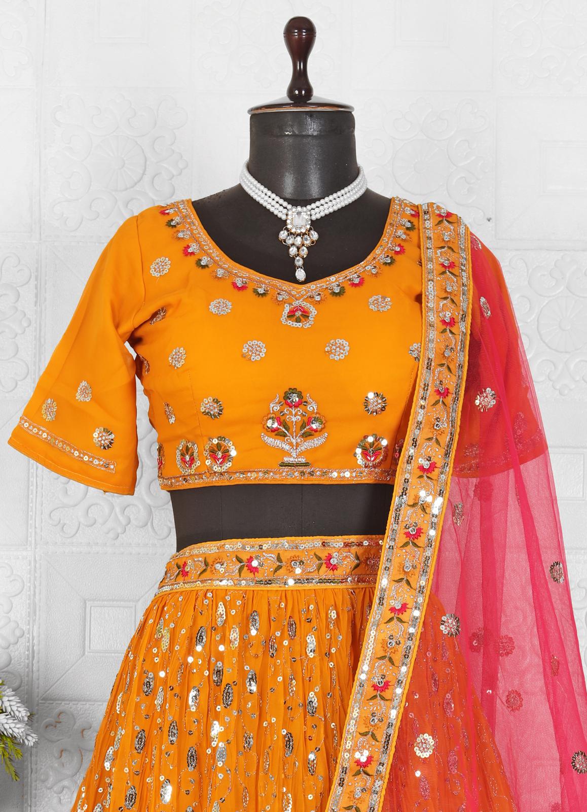 Embellished Gotta Patti Lehenga Choli Set with Dupatta in Germany