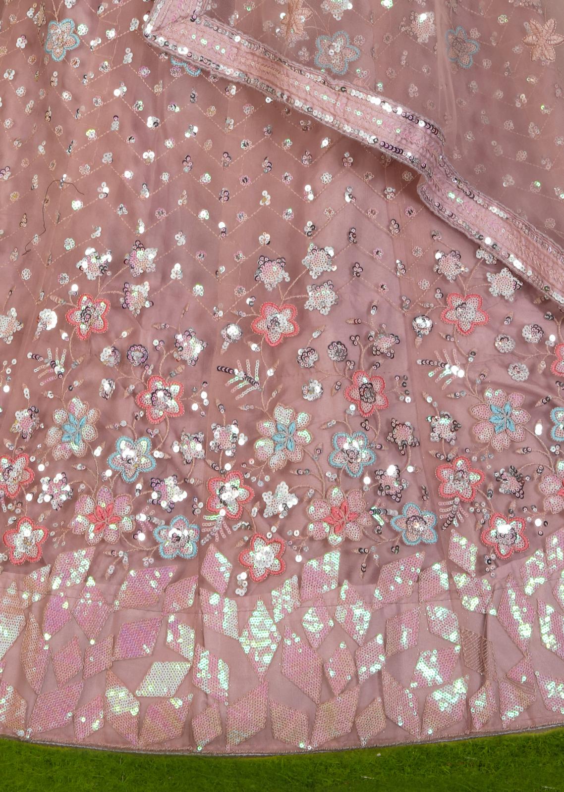 Party Wear Lehenga with Sequins Work and Leaf in Germany