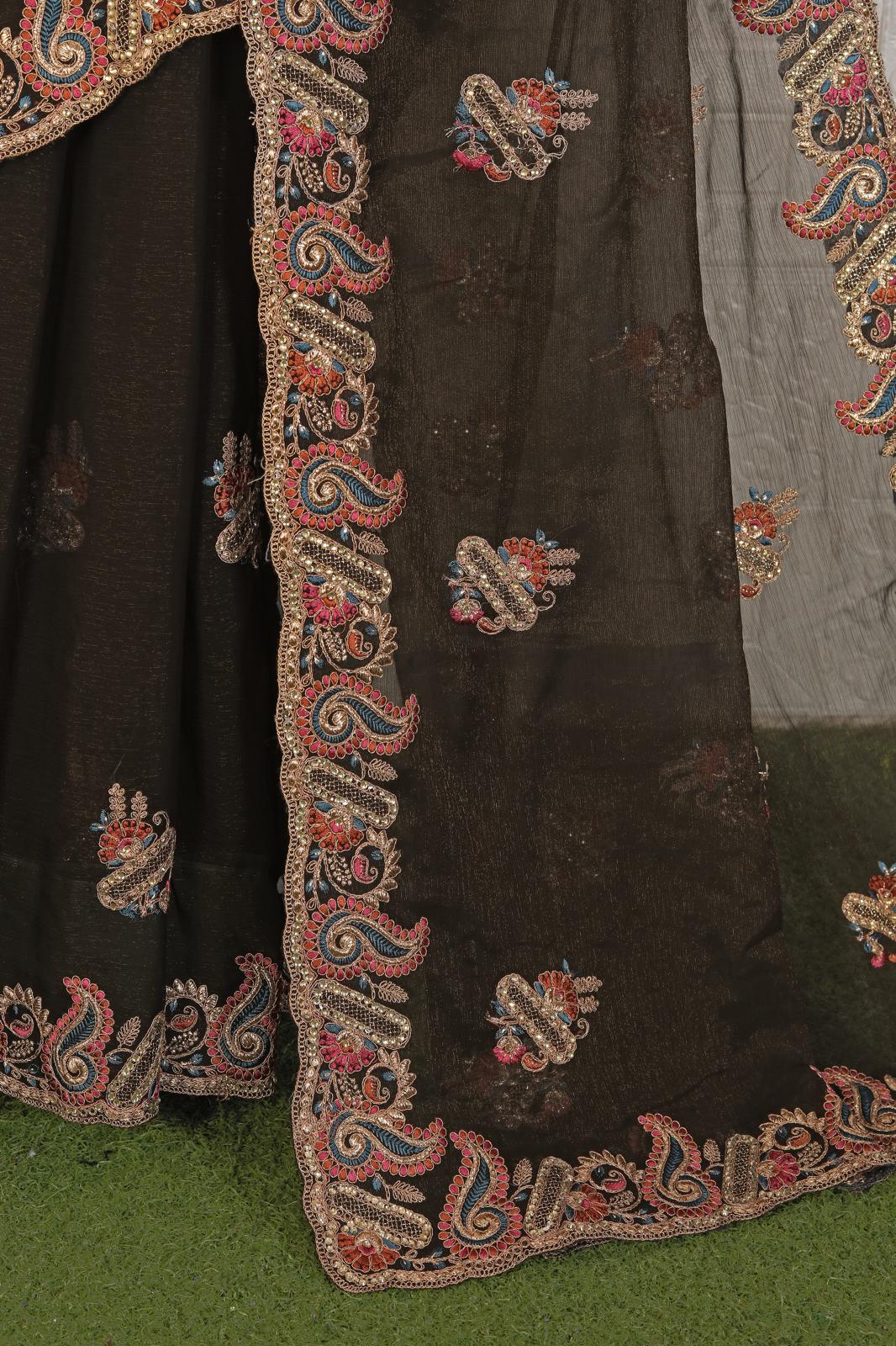 Embroidered Organza Saree in Germany