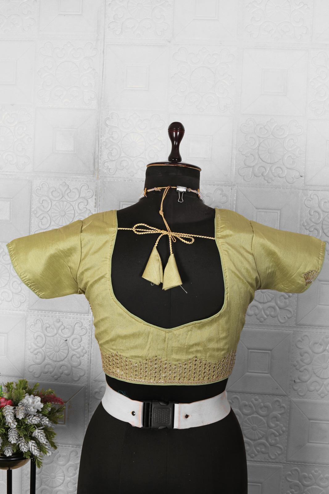 Beautiful brown organza saree with stitched blouse in Germany
